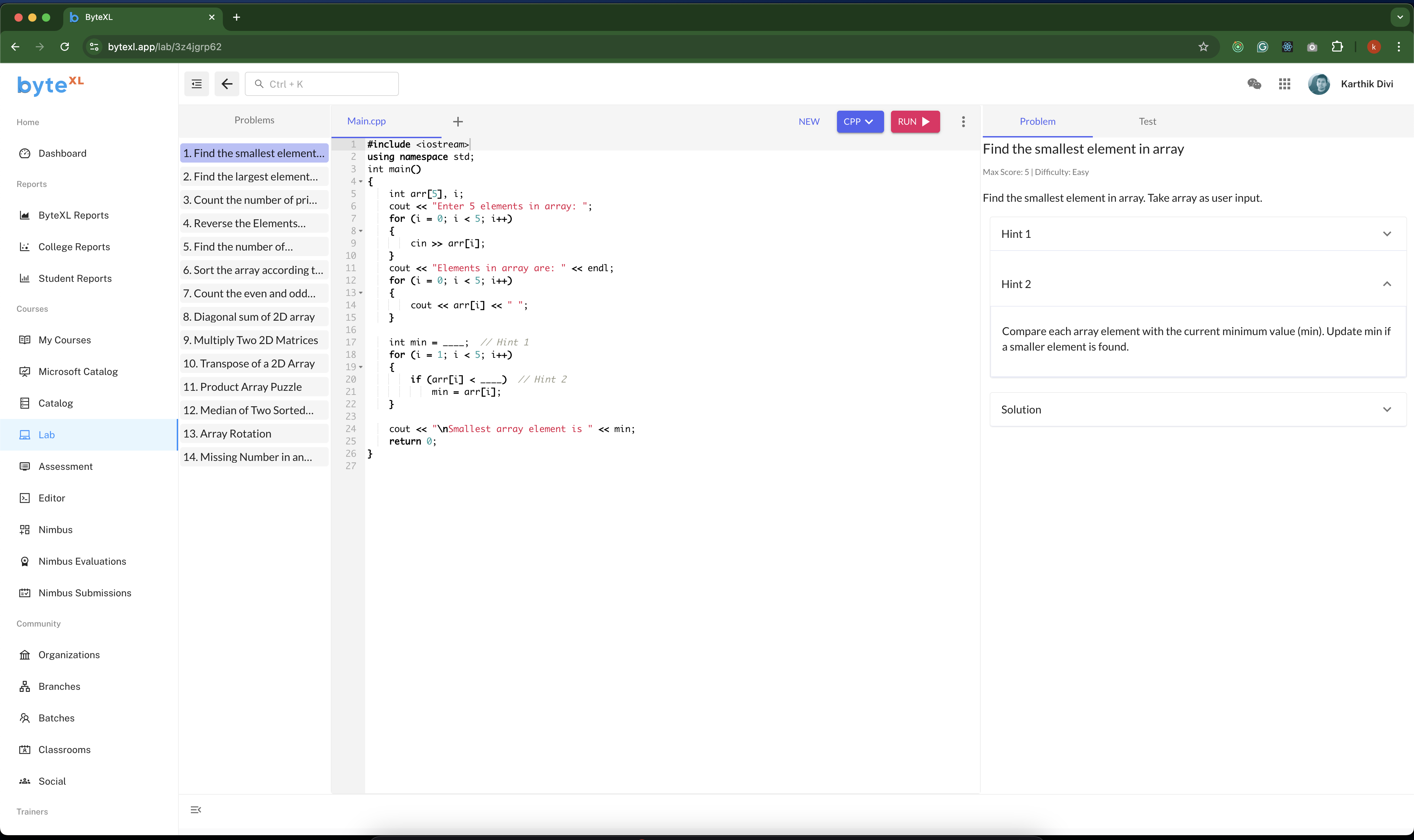 Labs Interface